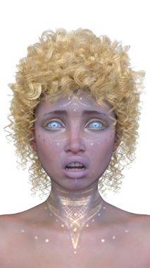 Bir kadının yüzünün 3 boyutlu görüntüsü.