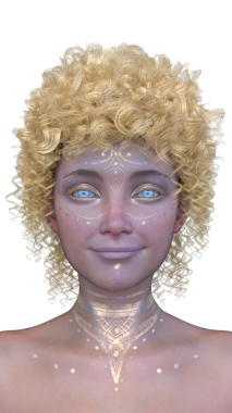 Bir kadının yüzünün 3 boyutlu görüntüsü.