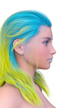 Bir kadının yüzünün 3 boyutlu görüntüsü.