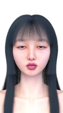 Bir kadının yüzünün 3 boyutlu görüntüsü.