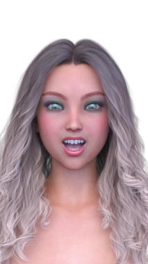 Bir kadının yüzünün 3 boyutlu görüntüsü.