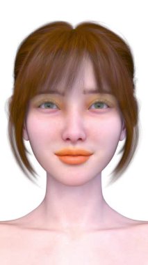 Bir kadının yüzünün 3 boyutlu görüntüsü.