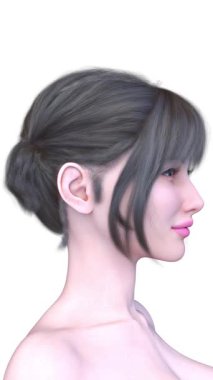 Bir kadının yüzünün 3 boyutlu görüntüsü.