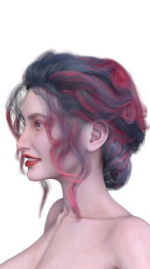 Bir kadının yüzünün 3 boyutlu görüntüsü.