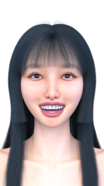 Bir kadının yüzünün 3 boyutlu görüntüsü.