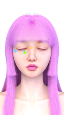 Bir kadının yüzünün 3 boyutlu görüntüsü.