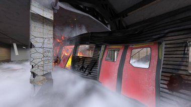 Araç yangınının 3 boyutlu görüntüsü