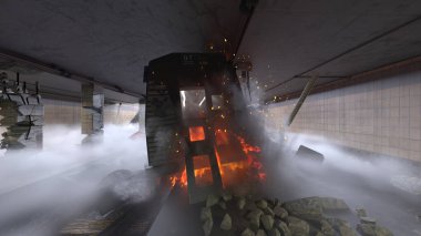 Araç yangınının 3 boyutlu görüntüsü