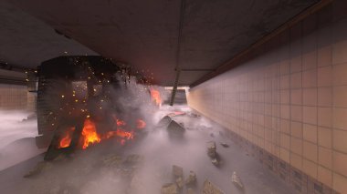 Araç yangınının 3 boyutlu görüntüsü