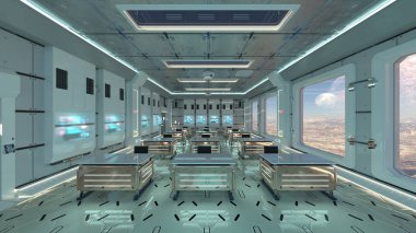 Uzay gemisindeki konferans odasının 3D görüntülemesi