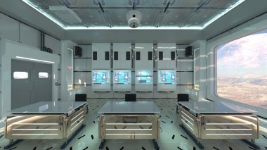 Uzay gemisindeki konferans odasının 3D görüntülemesi