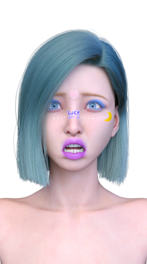 Bir kadının yüzünün 3 boyutlu görüntüsü.