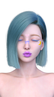 Bir kadının yüzünün 3 boyutlu görüntüsü.