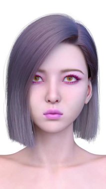 Bir kadının yüzünün 3 boyutlu görüntüsü.