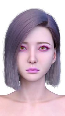 Bir kadının yüzünün 3 boyutlu görüntüsü.