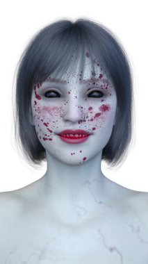 3 boyutlu dişi zombi yüzü.