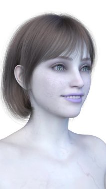 3 boyutlu dişi zombi yüzü.