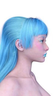 Bir kadının yüzünün 3 boyutlu görüntüsü.