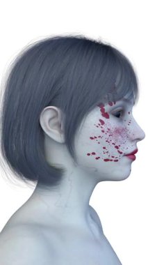 3 boyutlu dişi zombi yüzü.