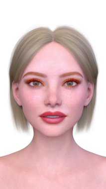 Bir kadının yüzünün 3 boyutlu görüntüsü.