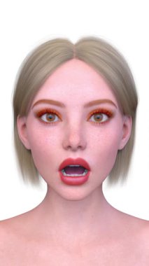 Bir kadının yüzünün 3 boyutlu görüntüsü.