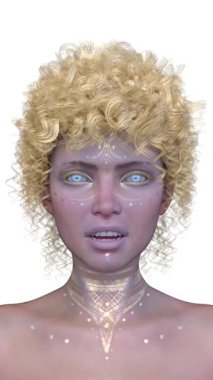 Bir kadının yüzünün 3 boyutlu görüntüsü.