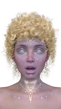 Bir kadının yüzünün 3 boyutlu görüntüsü.