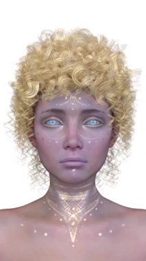 Bir kadının yüzünün 3 boyutlu görüntüsü.