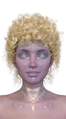 Bir kadının yüzünün 3 boyutlu görüntüsü.