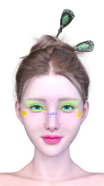 Bir kadının yüzünün 3 boyutlu görüntüsü.