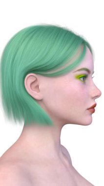 Bir kadının yüzünün 3 boyutlu görüntüsü.