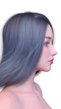 Bir kadının yüzünün 3 boyutlu görüntüsü.