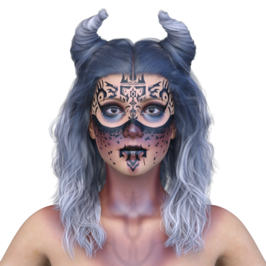 Cadı makyajlı bir kadının 3 boyutlu görüntüsü