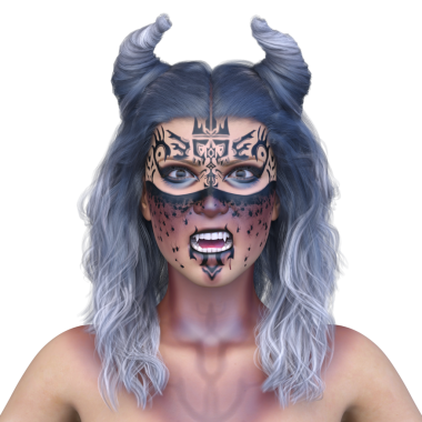 Cadı makyajlı bir kadının 3 boyutlu görüntüsü