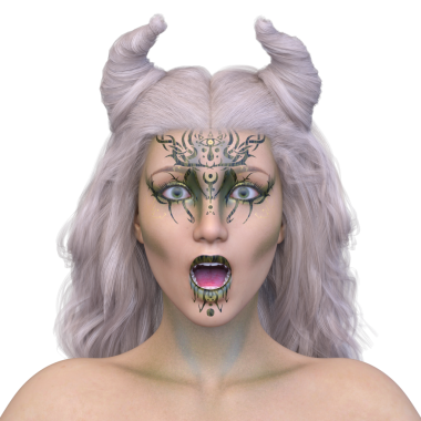 Cadı makyajlı bir kadının 3 boyutlu görüntüsü