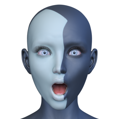 Bir kadının yüzünün 3 boyutlu görüntüsü.