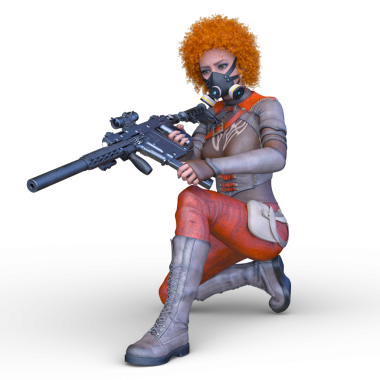 bir kadın savaşçı 3D render