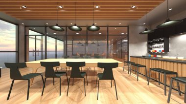 Camla çevrili toplantı odalarının 3 boyutlu canlandırması