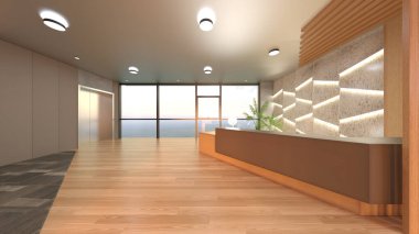 Camla çevrili toplantı odalarının 3 boyutlu canlandırması