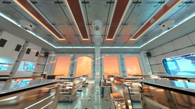 Uzay gemisindeki konferans odasının 3D görüntülemesi