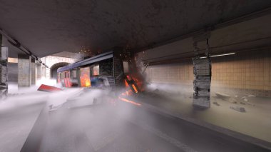 Araç yangınının 3 boyutlu görüntüsü