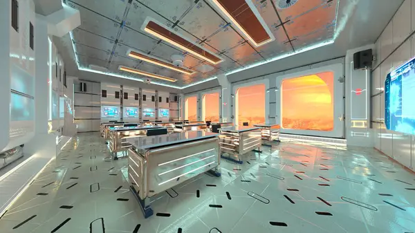 Uzay gemisindeki konferans odasının 3D görüntülemesi