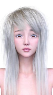 Bir kadının yüzünün 3DCG görüntüleri.