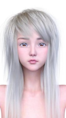 Bir kadının yüzünün 3DCG görüntüleri.