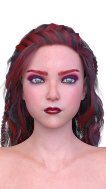 Bir kadının yüzünün 3DCG görüntüleri.