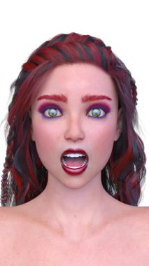 Bir kadının yüzünün 3DCG görüntüleri.