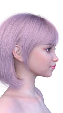 Bir kadının yüzünün 3 boyutlu görüntüsü.