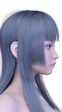 Bir kadının yüzünün 3 boyutlu görüntüsü.