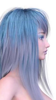 Bir kadının yüzünün 3 boyutlu görüntüsü.