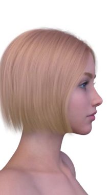 Bir kadının yüzünün 3 boyutlu görüntüsü.